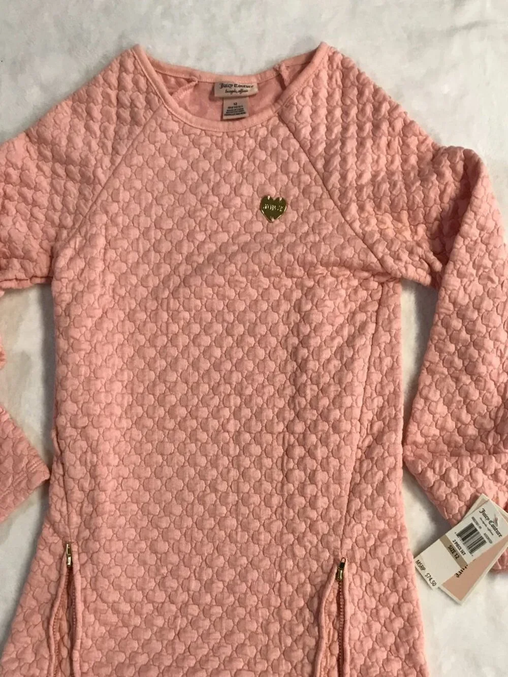 NWT Juicy Couture Girls 2-Piece Pink Textured Top & Floral Leggings Set Size 12